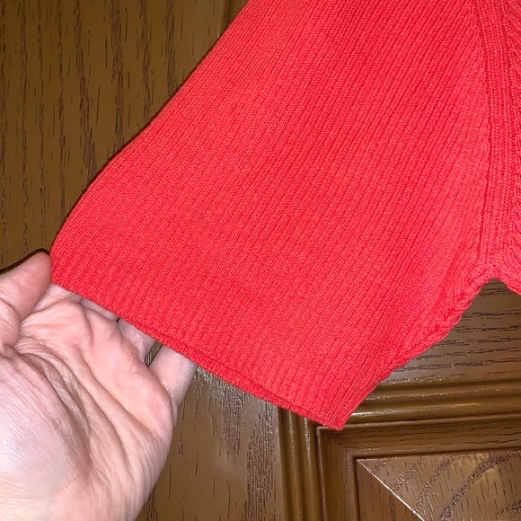 Vintage 90’s Andrea Viccaro Ribbed-Knit Mock Neck Short Sleeve Poppy Sweater Top - Picture 10 of 16